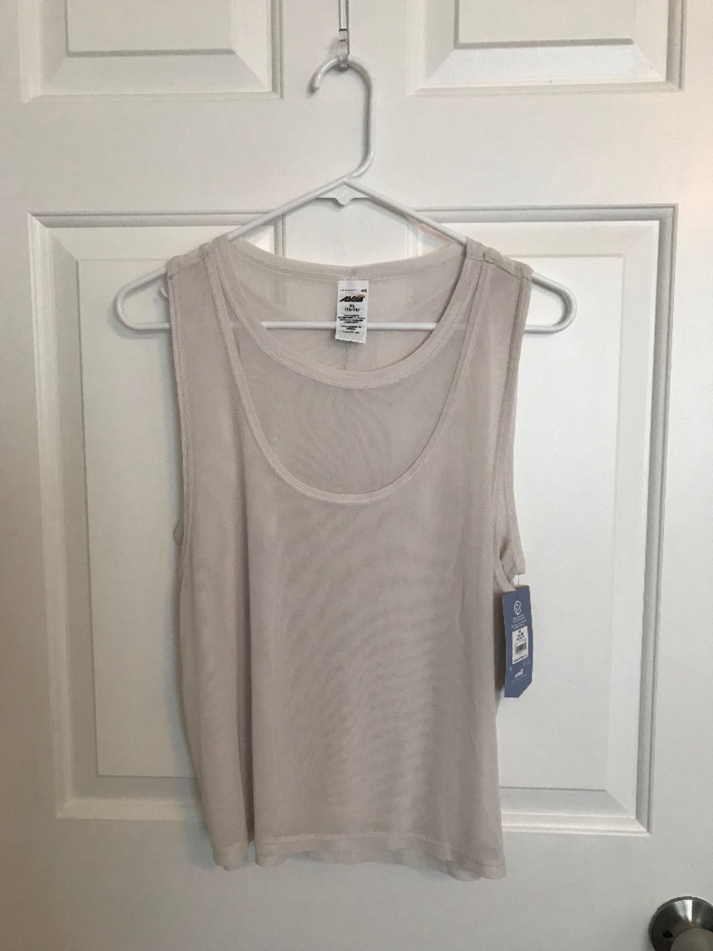 Avia Double Sheer Mesh Racerback Tank Top Size XL Khaki Beige